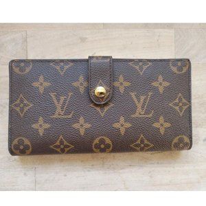 NWOT Vintage 1980's Louis Vuitton Brown and Tan Monogram Canvas Wallet